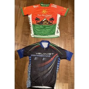 Lot of 2 Short Sleeve Zip up Shirt Cycling Bicycle Jerseys XL